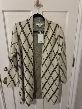 NWT TAGS SUPER SOFT Cream BURNT YELLOW Open-Front Sweater Cardigan